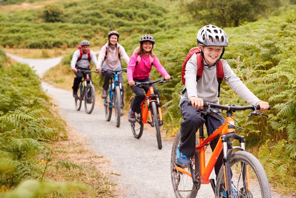 mom and kids biking on trail best things to do in diamond bar ca