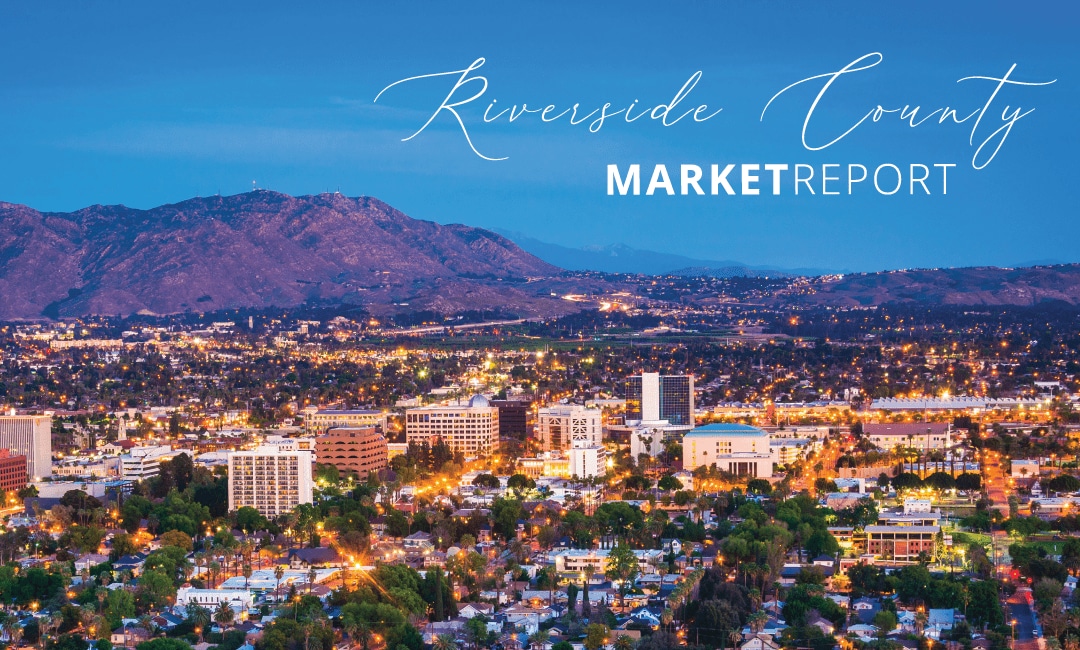 Aerial view of Riverside County homes and mountains